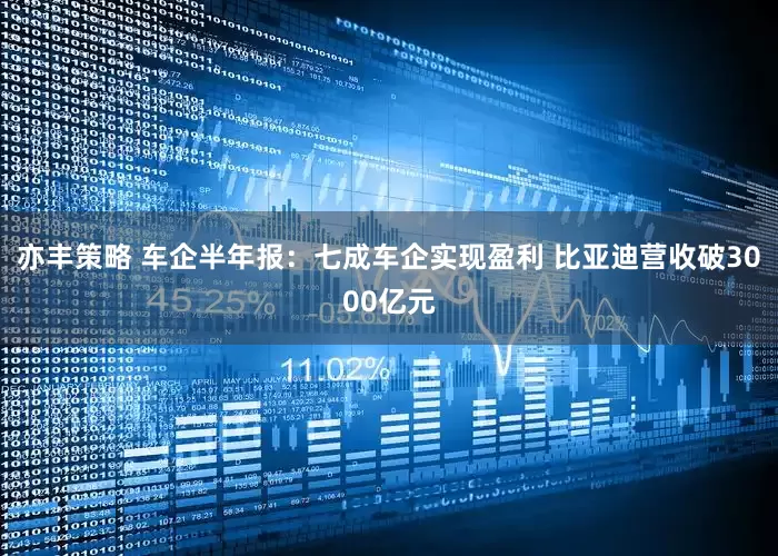 亦丰策略 车企半年报：七成车企实现盈利 比亚迪营收破3000亿元